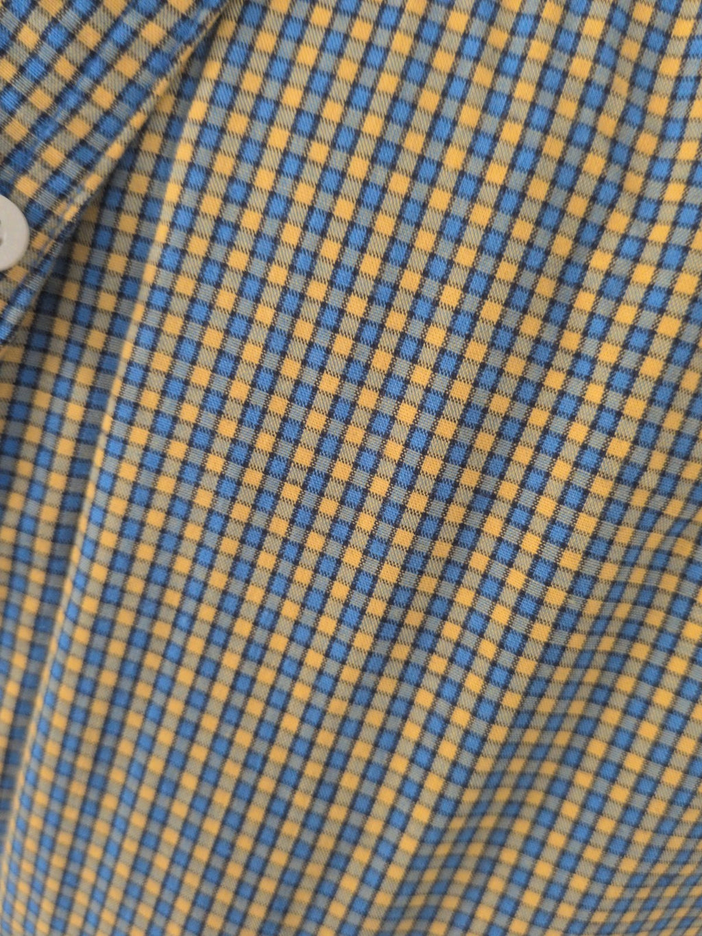 Chaps USA Medium Blue And Yellow Check Short Sleeve Shirt