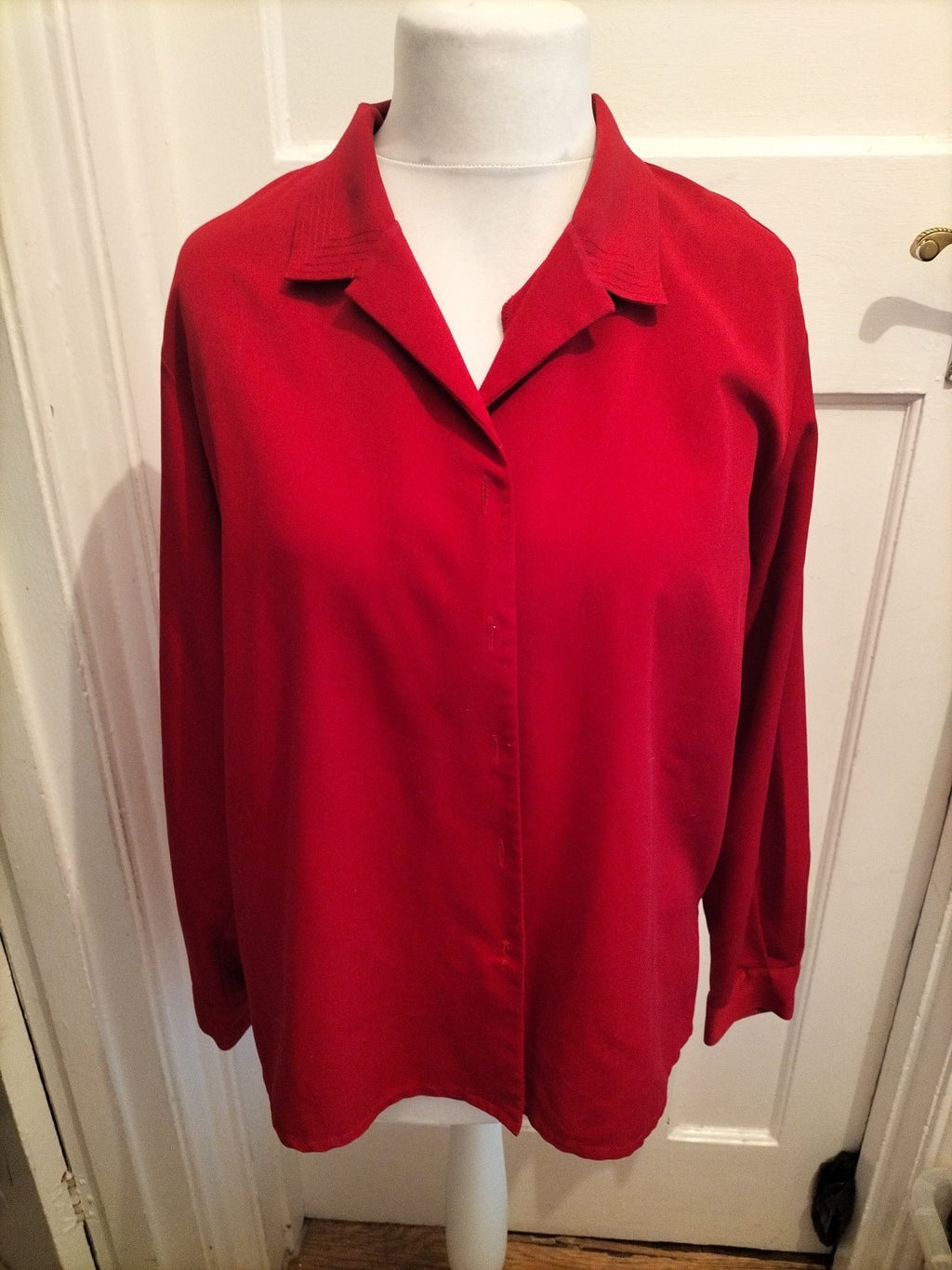 EWM 18 Red Long Sleeved Buttoned Blouse