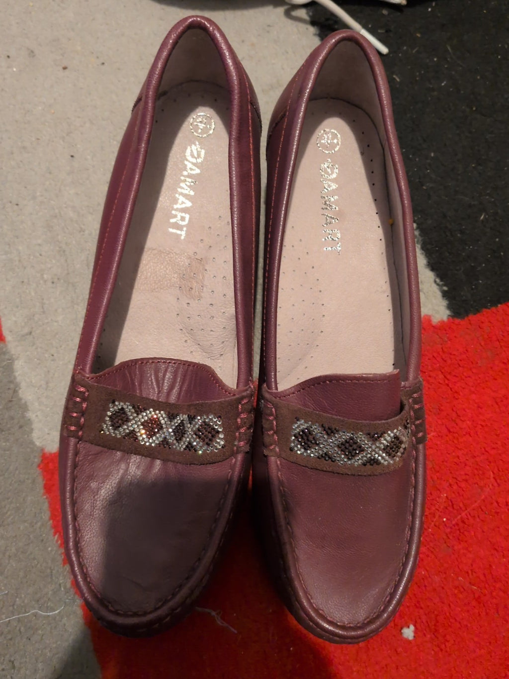 Ladies Damart Size UK 7 Purple With Diamante Close Toe Shoes