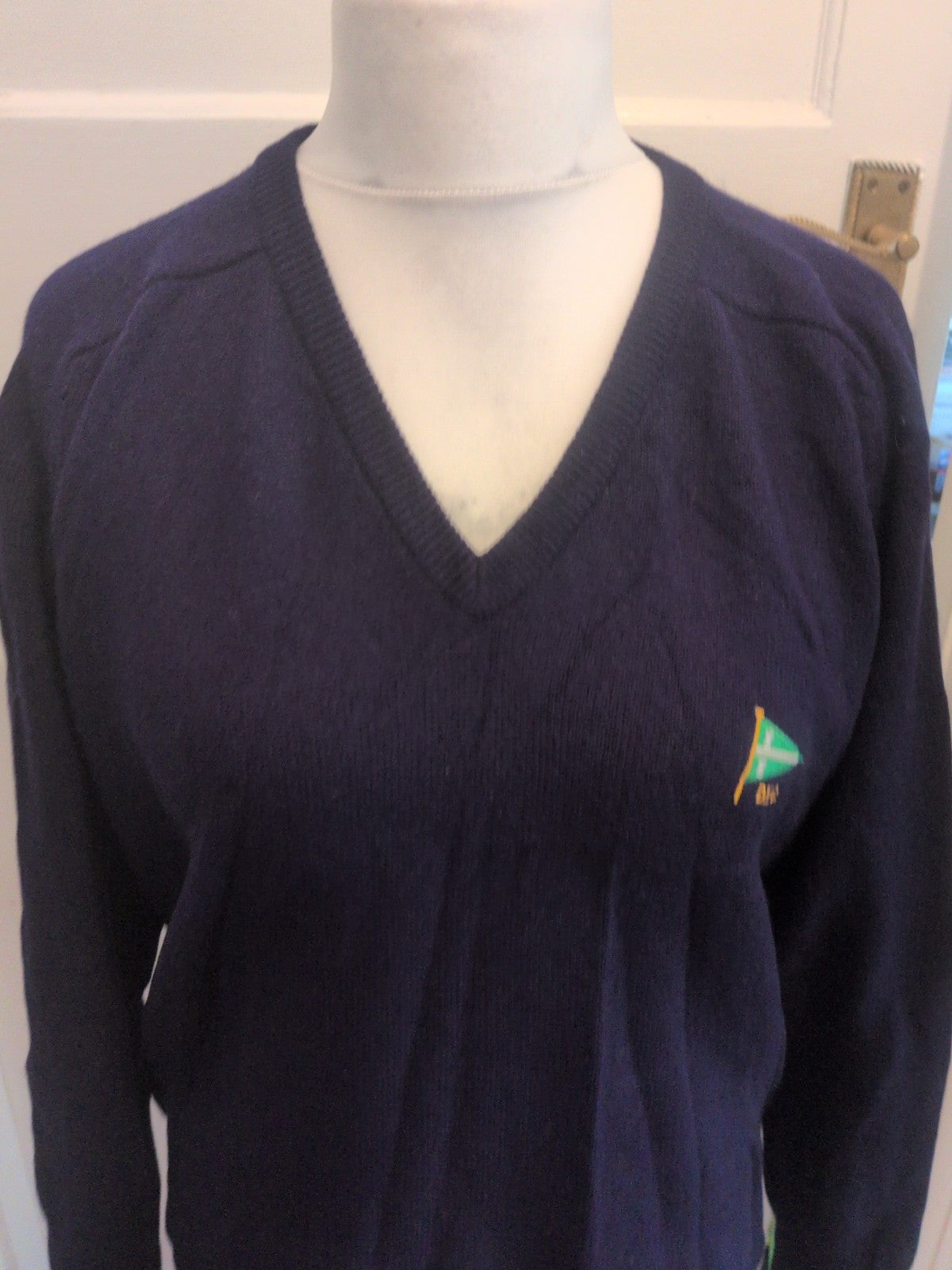 Hawick Medium Pure Wool Navy V Neck Jumper