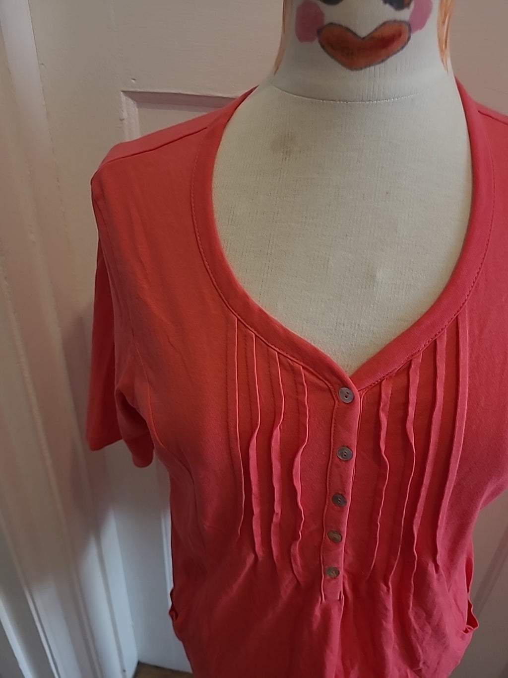 Ladies Cotton Traders Size 12 Pink Short Sleeved Blouse