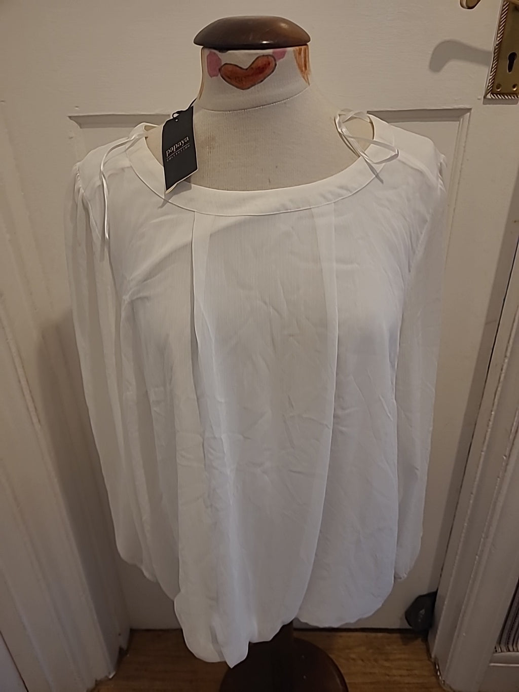Brand New Ladies Papaya Size 20 Ivory Long Sleeved Blouse