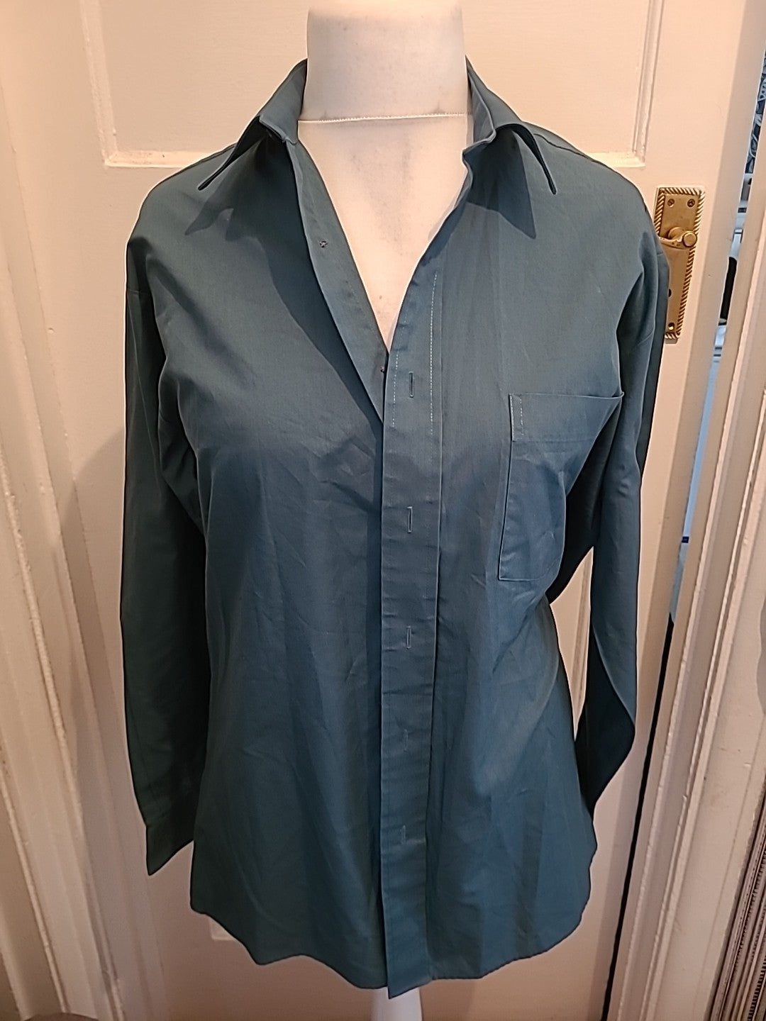 Mens Peter England Size 15.5 Teal Long Sleeved Shirt