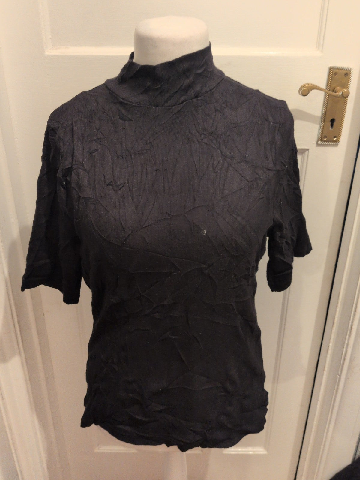 George 18 High Neck Half Sleeve Black T-shirt