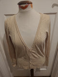Ladies Next Size 14 Beige Long Sleeved V Neck Cardigan