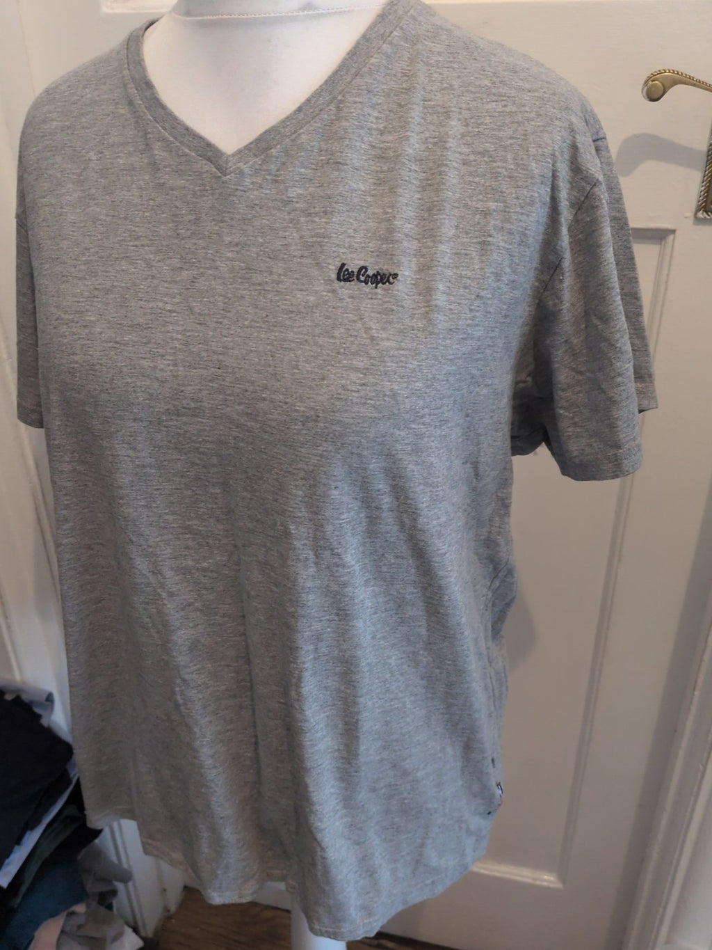 Lee Cooper XL Grey V Neck Short Sleeve T-shirt