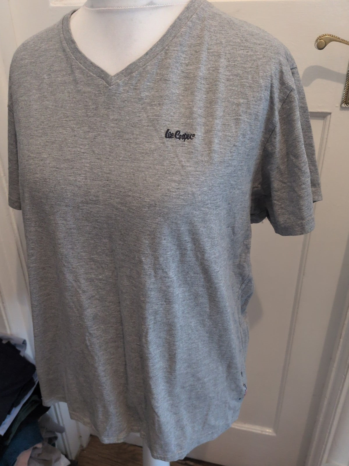 Lee Cooper XL Grey V Neck Short Sleeve T-shirt