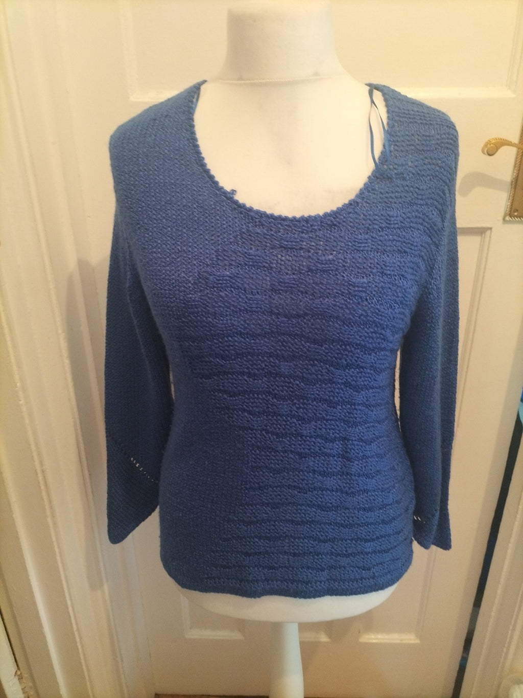 Ladies Marble Size Small Blue Long Sleeve Round Neck Jumper