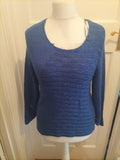 Ladies Marble Size Small Blue Long Sleeve Round Neck Jumper
