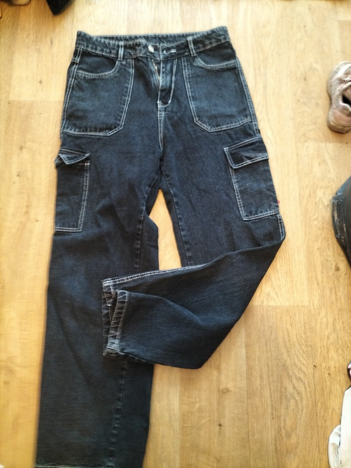 Girls Tensy Size 32" Denim Cargo Trousers