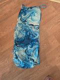 Shein 12-13 Years Blue Print Sleeveless Ruched Dress