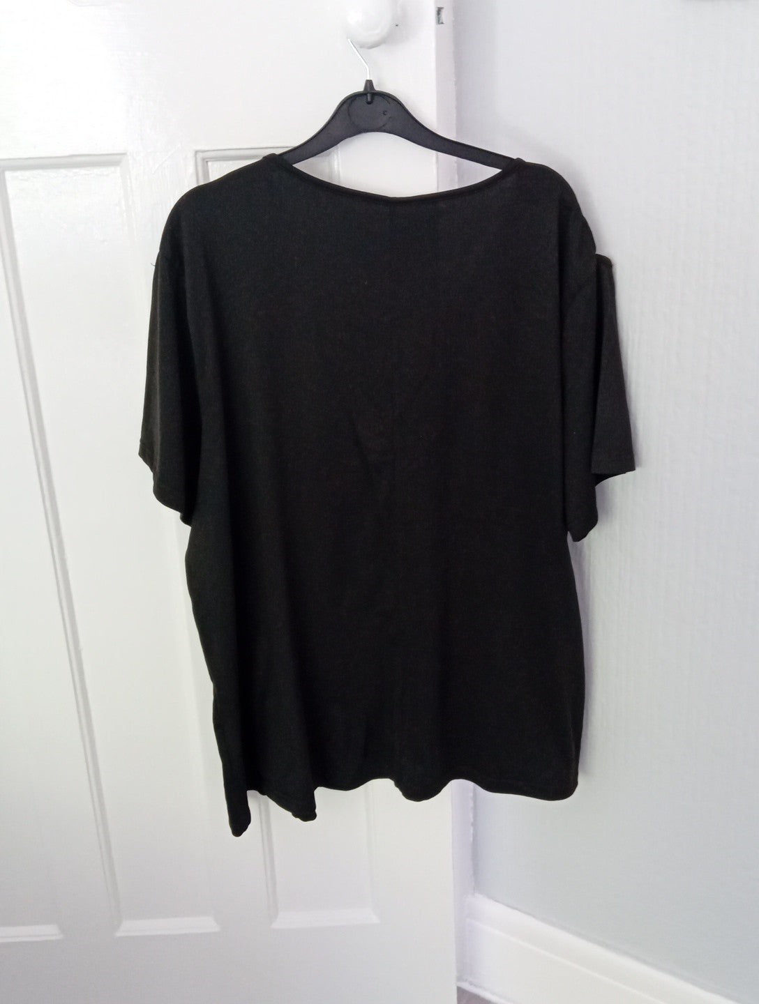 Ladies Black V Neck T.shirt Size 4xl Criss/cross Trim Free Delivery