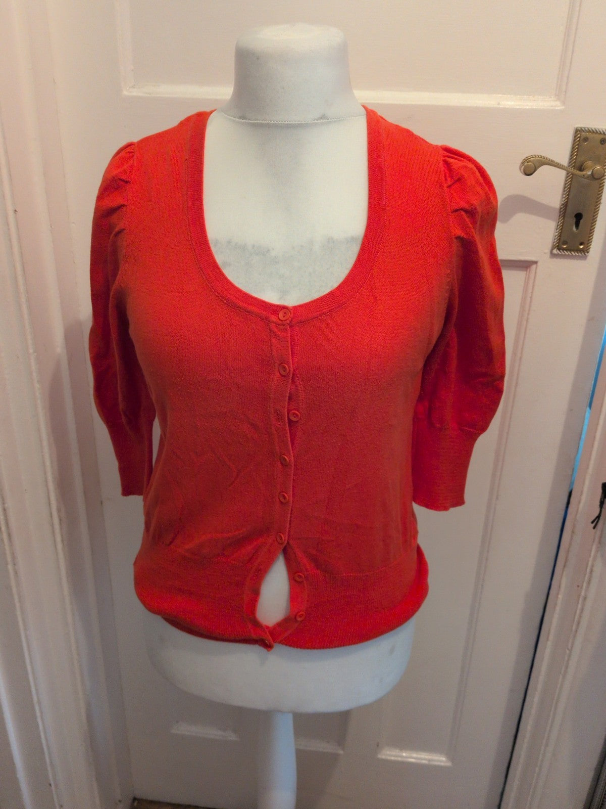Peacocks 12 Coral Orange Buttoned Cardigan