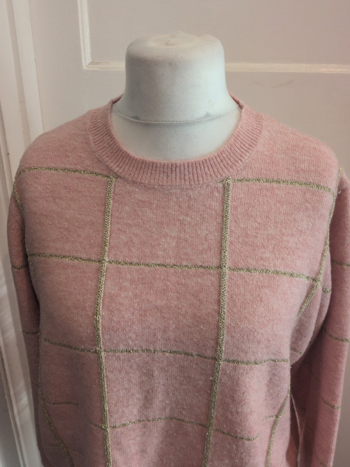 Ladies Bonmarche Size 18 Pink And Gold Pullover Jumper