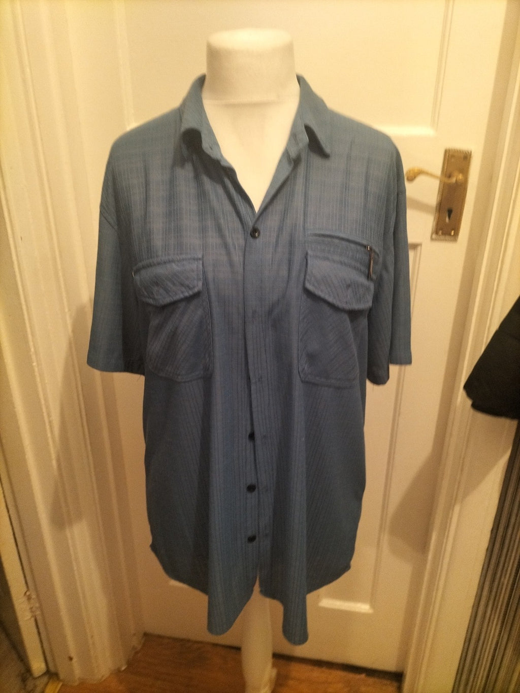 Mens New Wise Size 3XL Blue Textured Short Sleeved Shirt