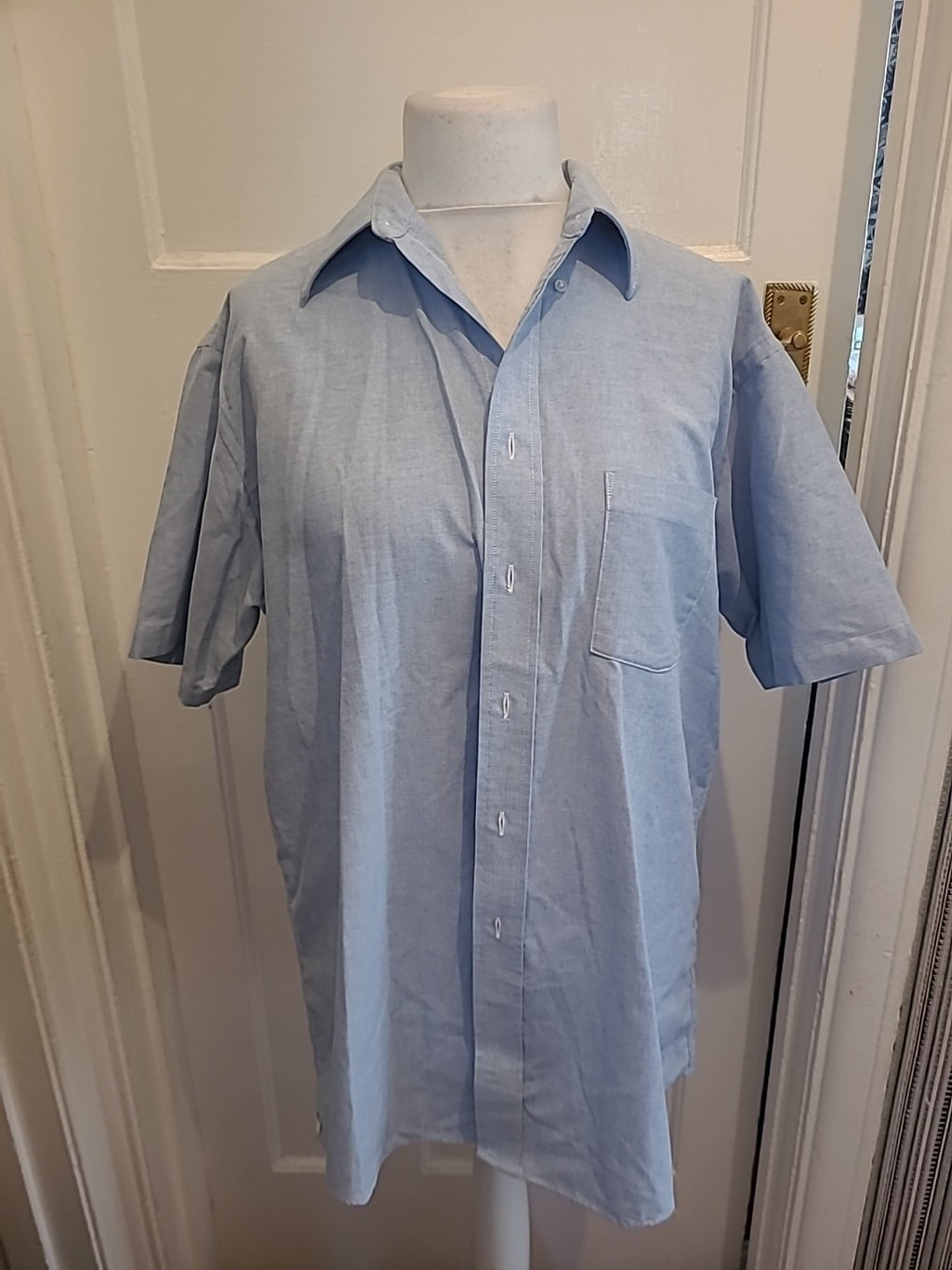 Mens Claybrooke Size 17 Blue Short Sleeved Shirt