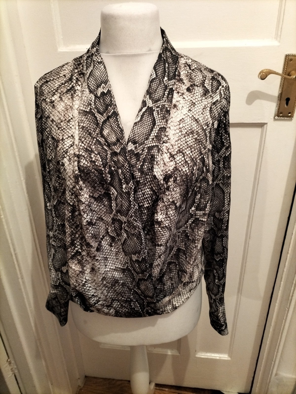 George 14 Crocodile Skin Print Long Sleeve Blouse