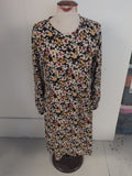 Bonmarche 16 Black Floral Long Sleeve Dress