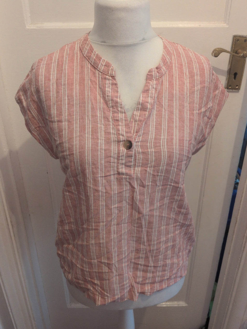 Esmara 8 Pink White Stripe Short Sleeve Blouse T-shirt