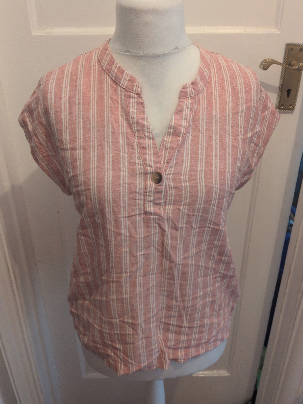 Esmara 8 Pink White Stripe Short Sleeve Blouse T-shirt