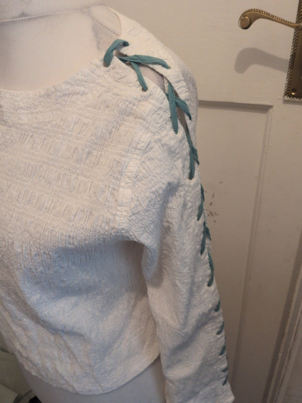 We Are Free Small White Long Sleeve Crinkle Top
