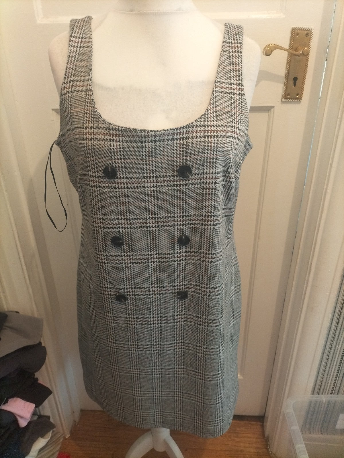 Ladies Peacocks Size 16 Multi Check Sleeveless Dress