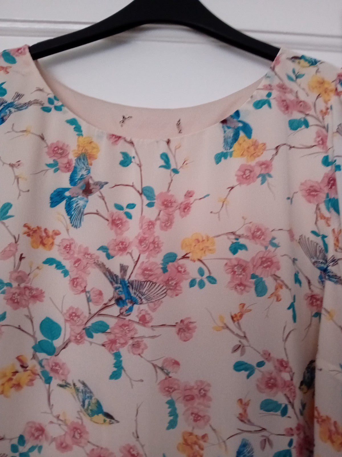 Ladies Short Floral Dress Atmosphere Size 16 Lined Long Chiffon Sleeves Free...