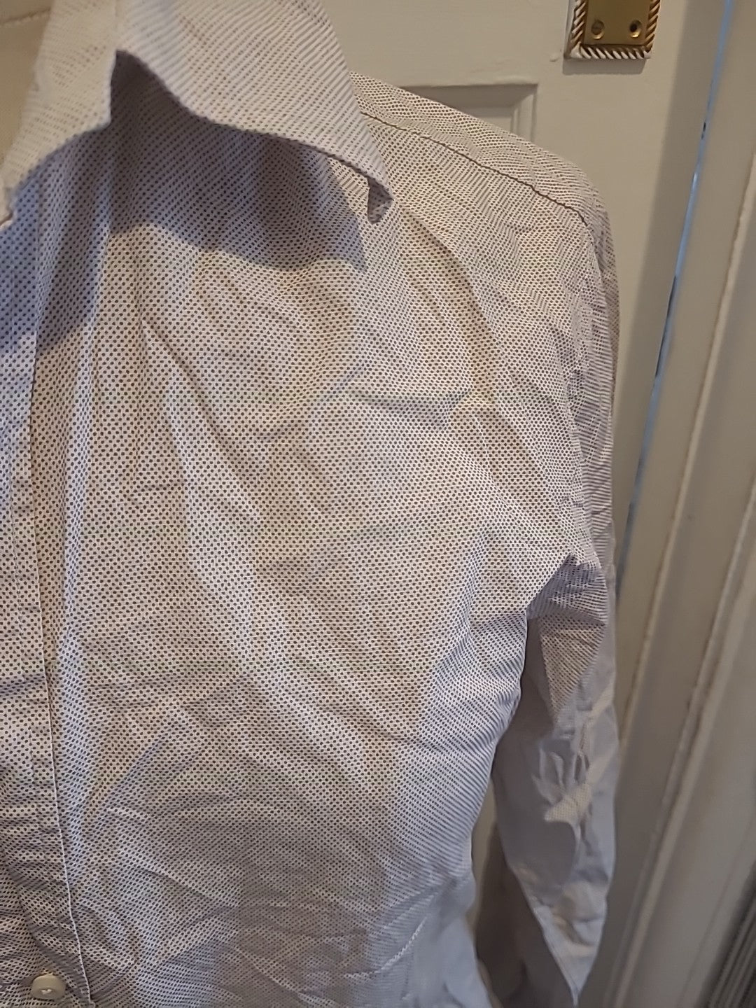 Mens Blaq Size Small Beige Grey Dotted Long Sleeved Shirt