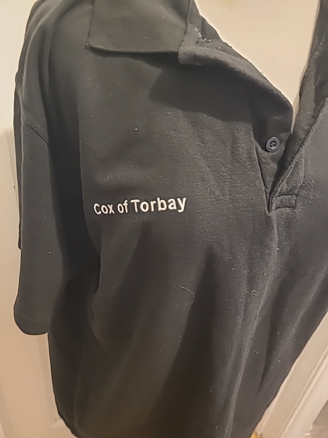 Mens Uneek Size Large Black Cox Of Torbay Polo