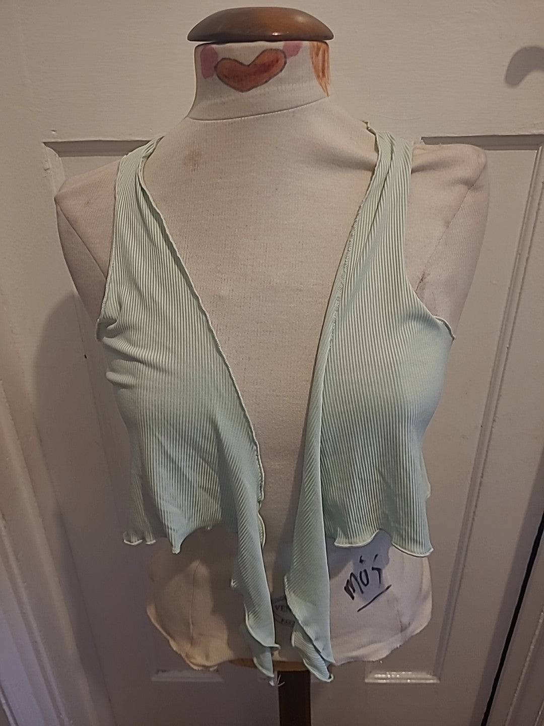 Ladies Cider Size Medium Mint Sleeveless Cardigan Open
