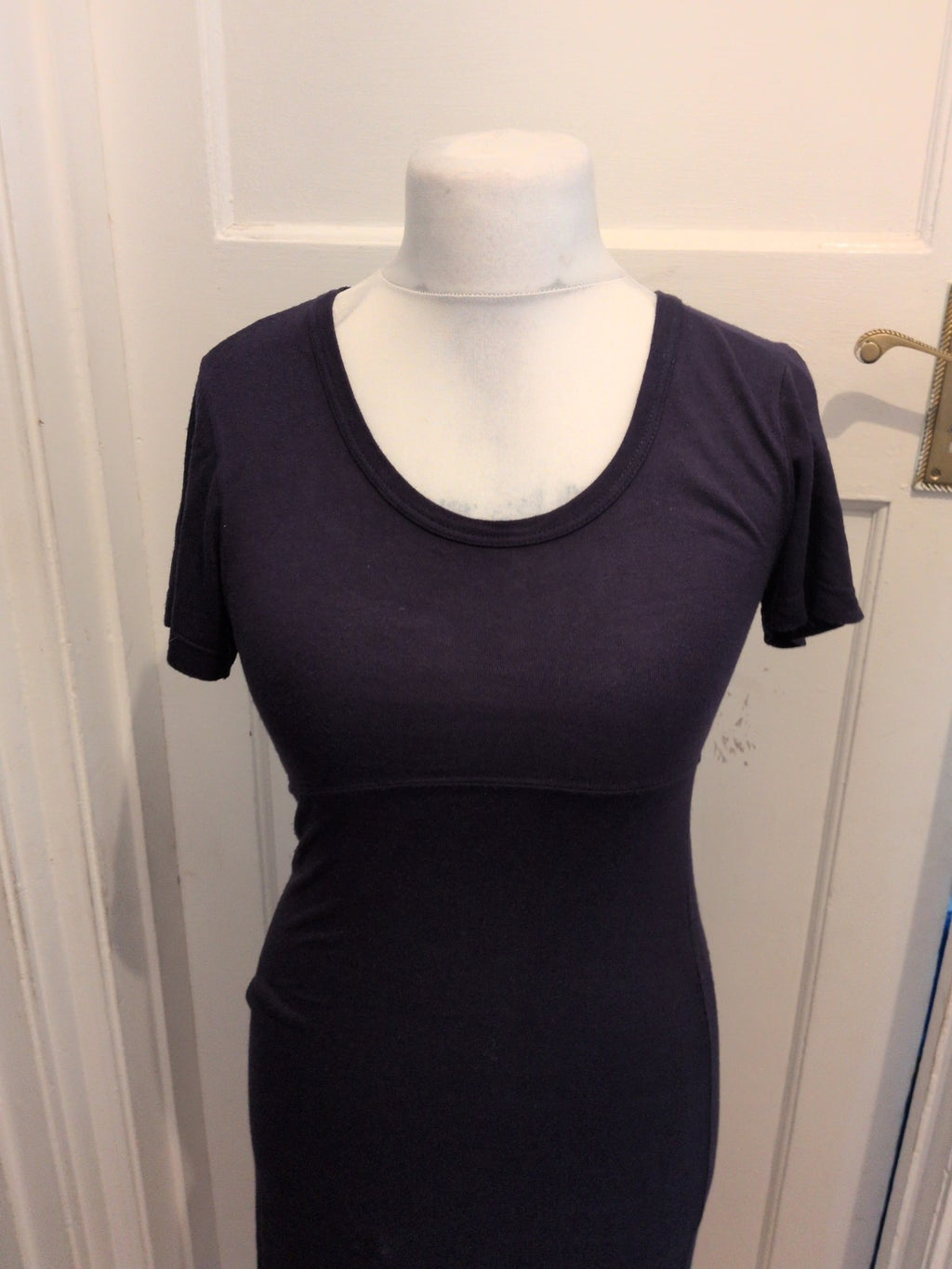 Carli Gry Size 1 Navy Short Sleeve Pencil Dress Long Length