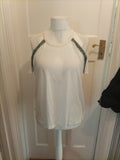 Ladies Size Large White Green And Yellow Sleeveless Cowl Neck Top