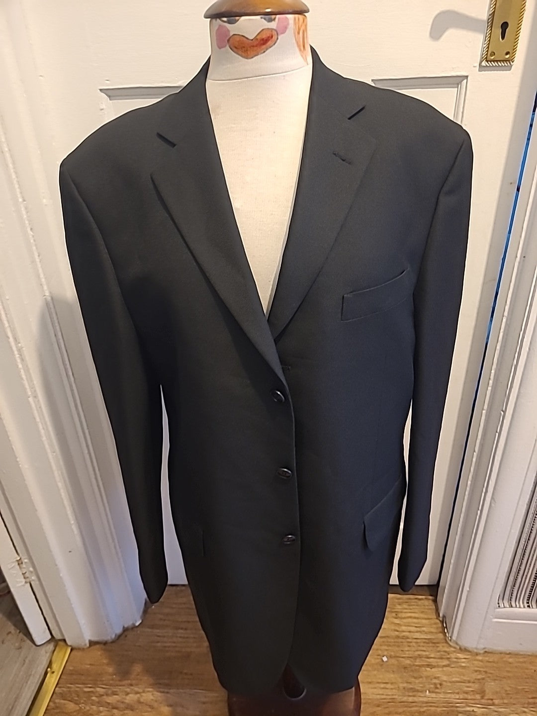 Mens Marks And Spencer Size 42L Black Padded Lined Blazer