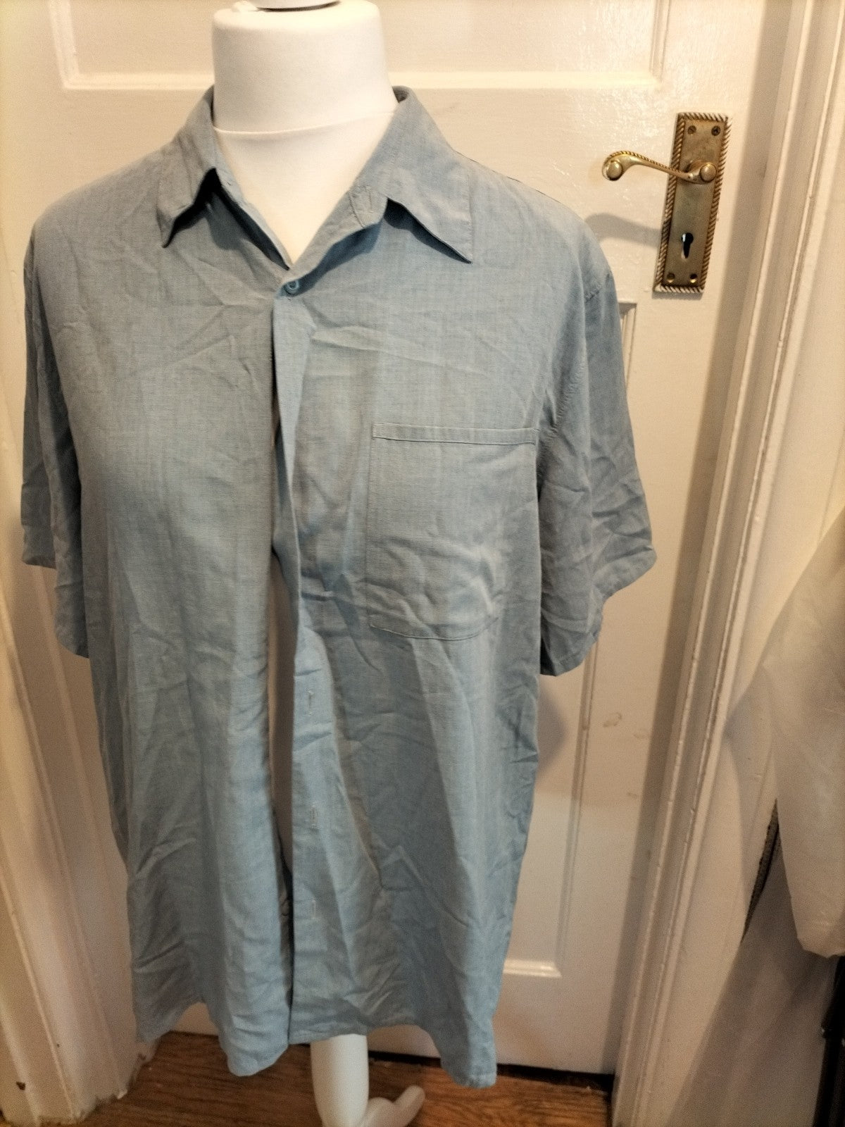 Mens Marks And Spencer Size 41-43" Chest Large Blue Shirt