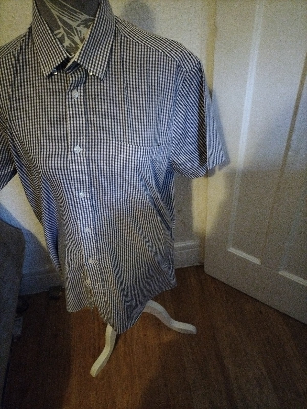 Mens Primark 16" Collar Check Short Sleeved Shirt