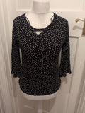 M&Co Petite 10 Polkadot 3/4 Flute Sleeve Blouse