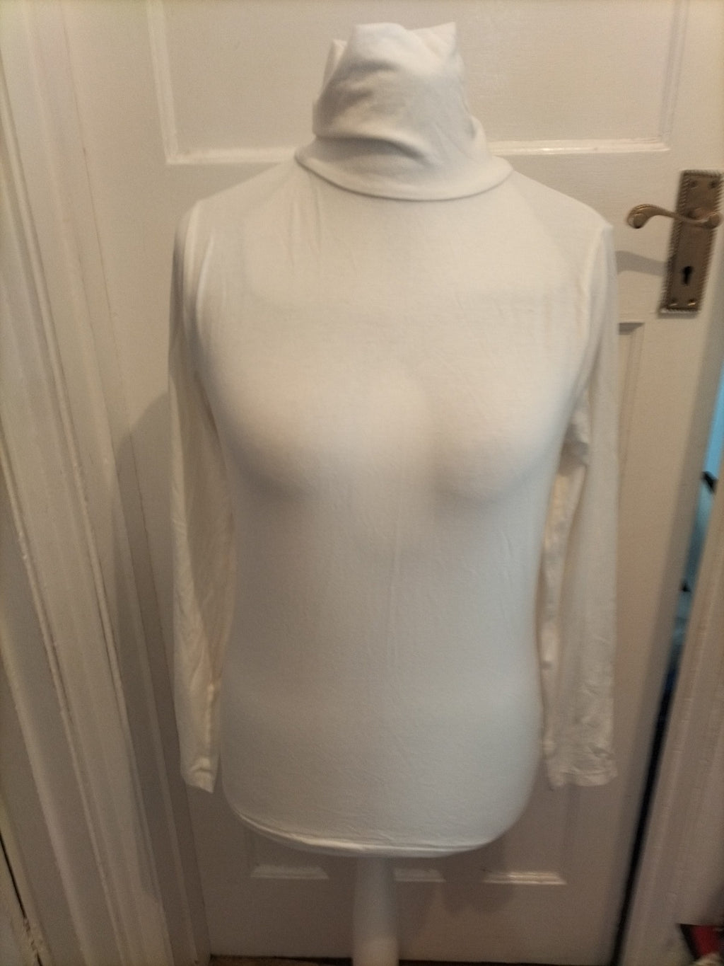 Tu Woman 14 Cream High Neck Long Sleeved Blouse