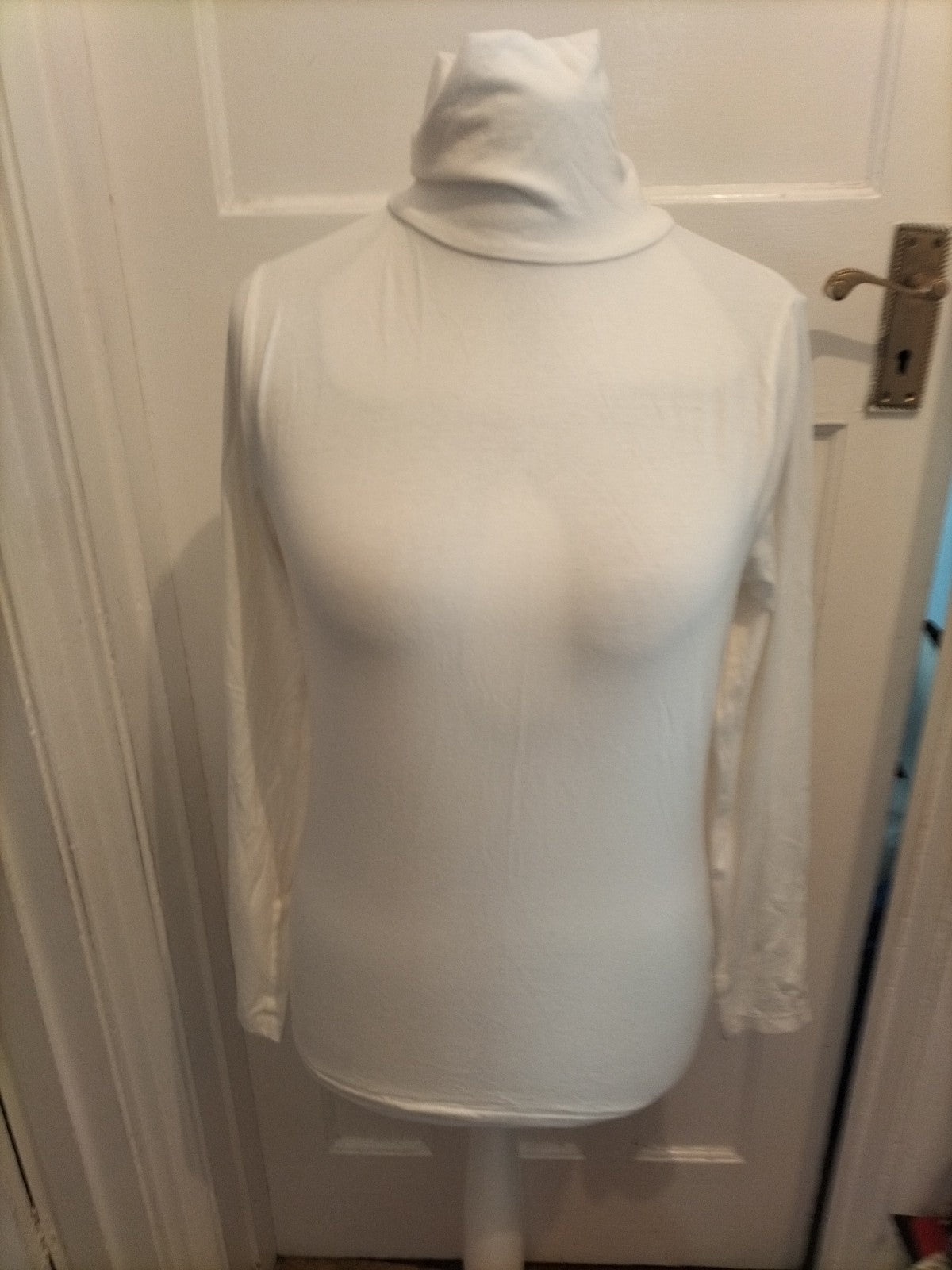 Tu Woman 14 Cream High Neck Long Sleeved Blouse