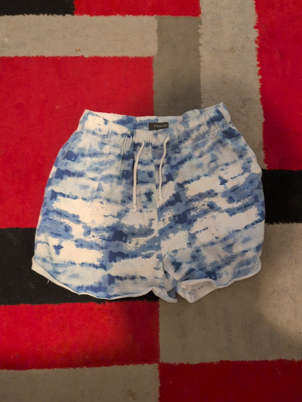 Ladies Primark Size Small Blue And White Dye Elasticated Sweat Hot Pants
