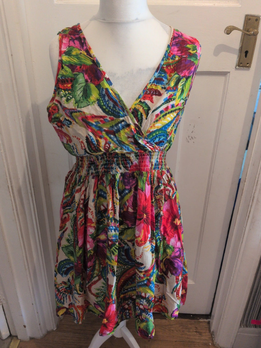 Ladies Peacocks Size 12 Multi Sleeveless Fit And Flare Dress