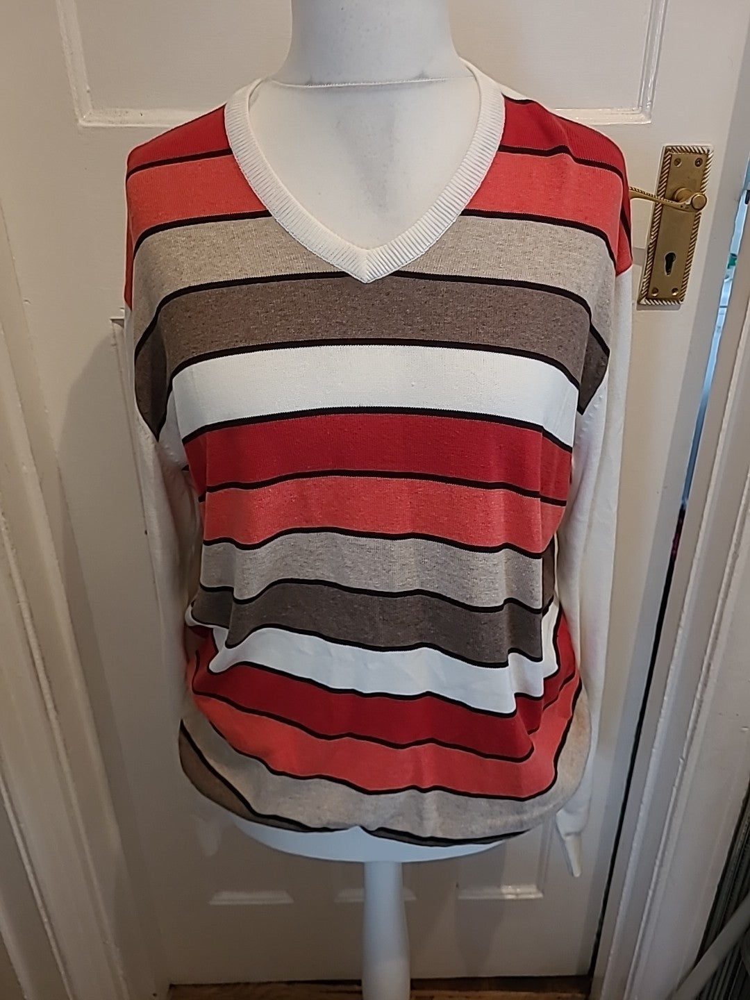 Mens Lobster Golfwear Multi Striped Long Sleeved Pullover Jumper