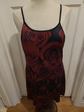 Ladies Size Medium Burgundy Black Floral Sleeveless Night Dress
