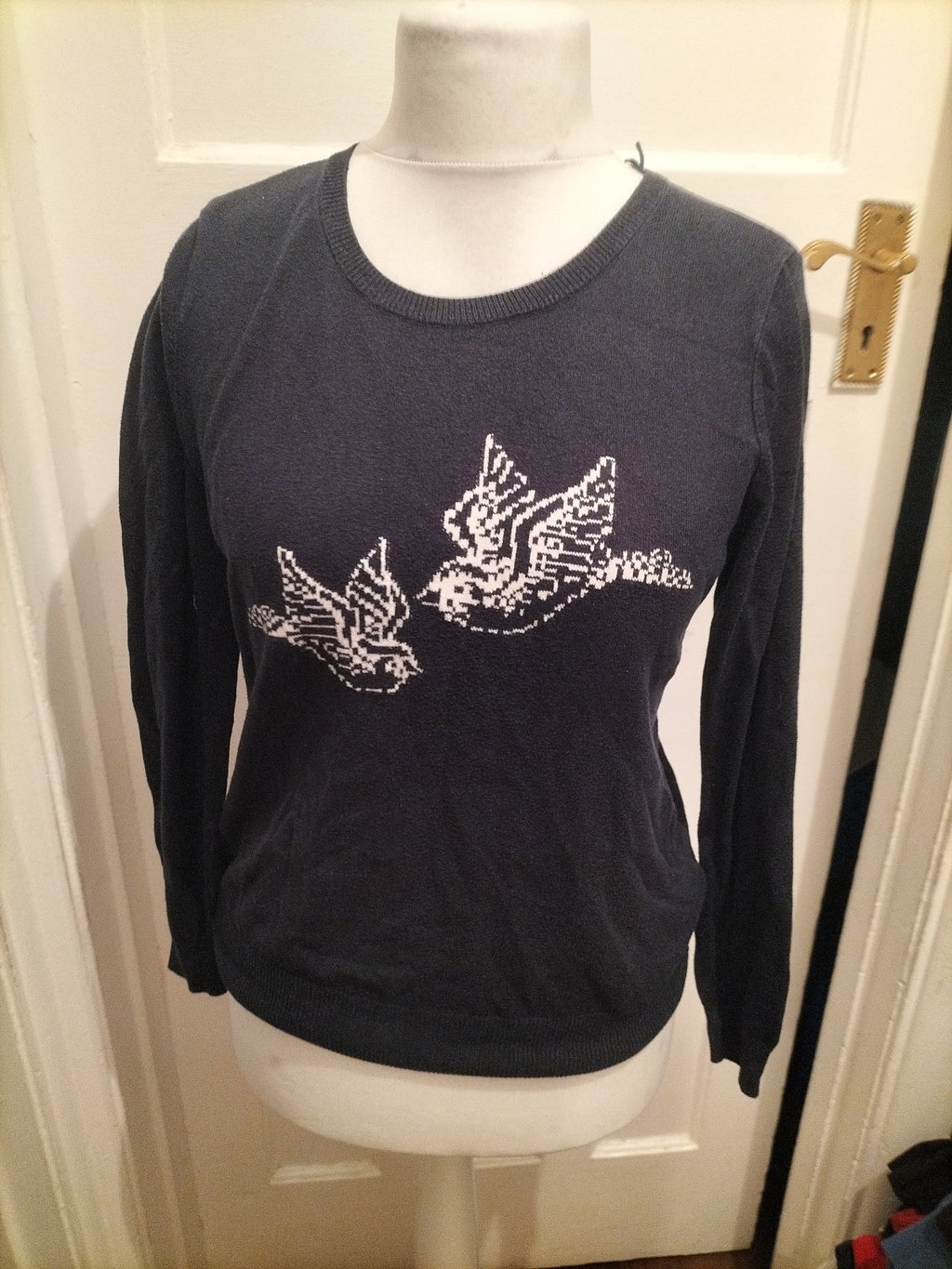 F&F 12 Navy Bird Pattern Lightweight Jumper