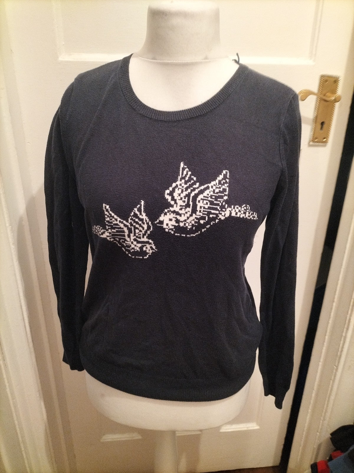 F&F 12 Navy Bird Pattern Lightweight Jumper