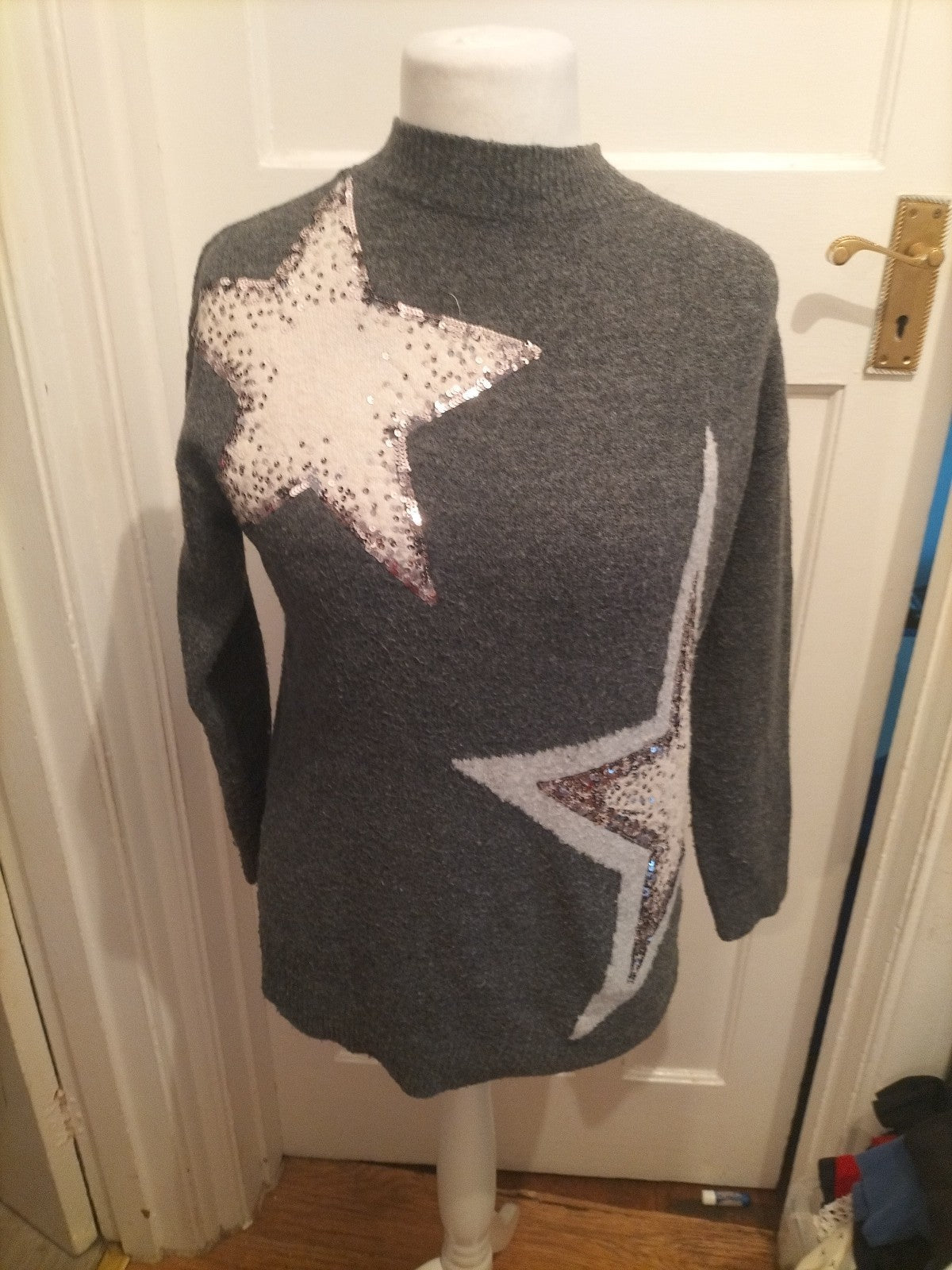 Marks And Spencer Small Grey Star Sequin Jumper
