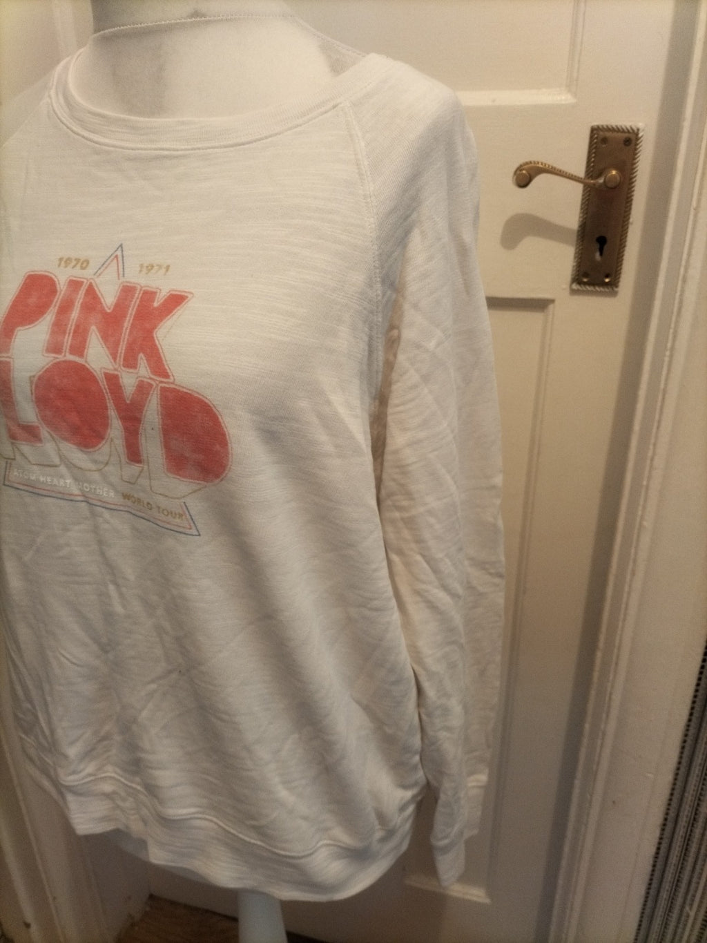 Ladies M&S Size 16 White Pink Floyd Jumper