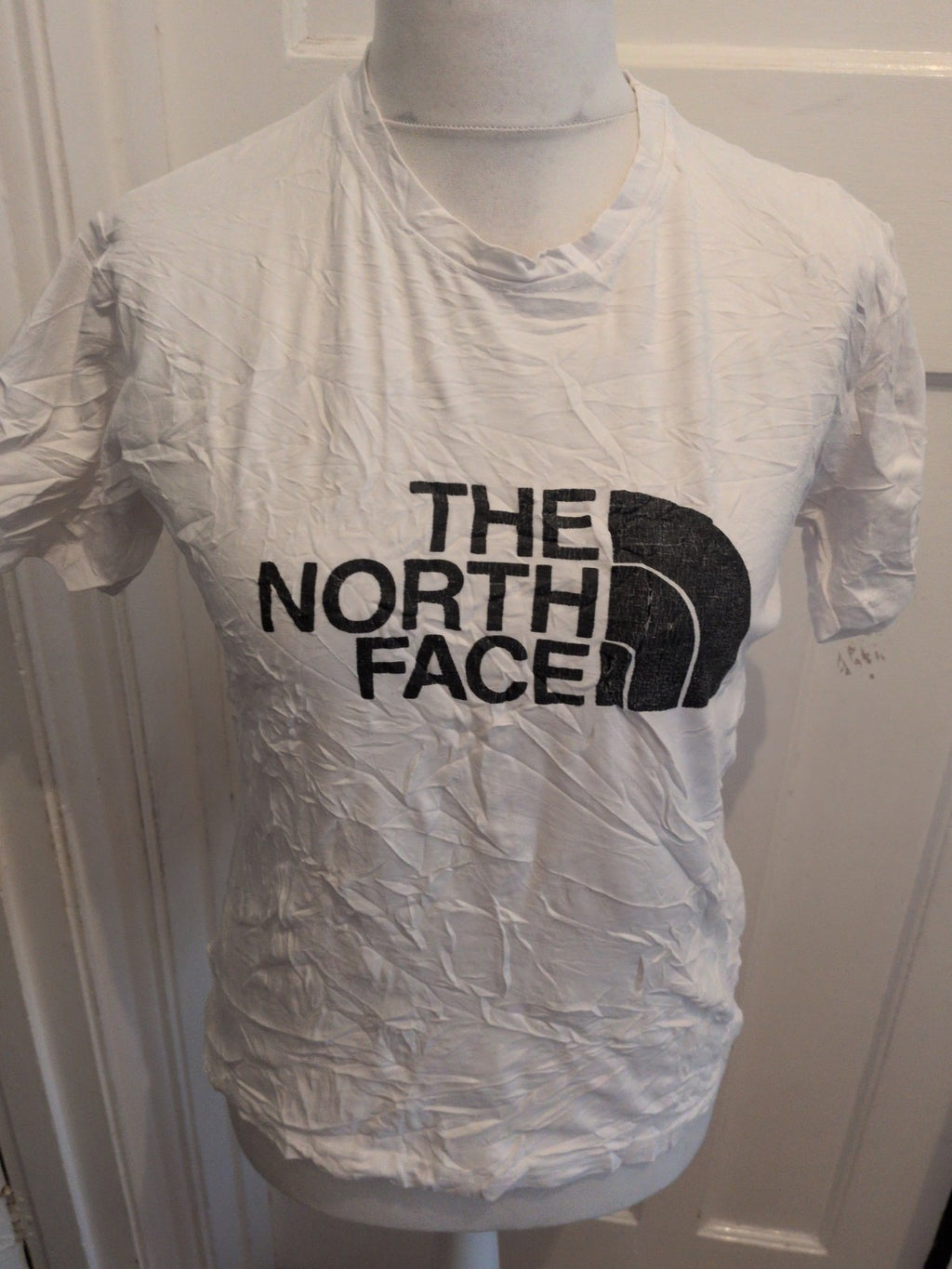 North Face White With Black Short Sleeve Large T-shirt Ladies