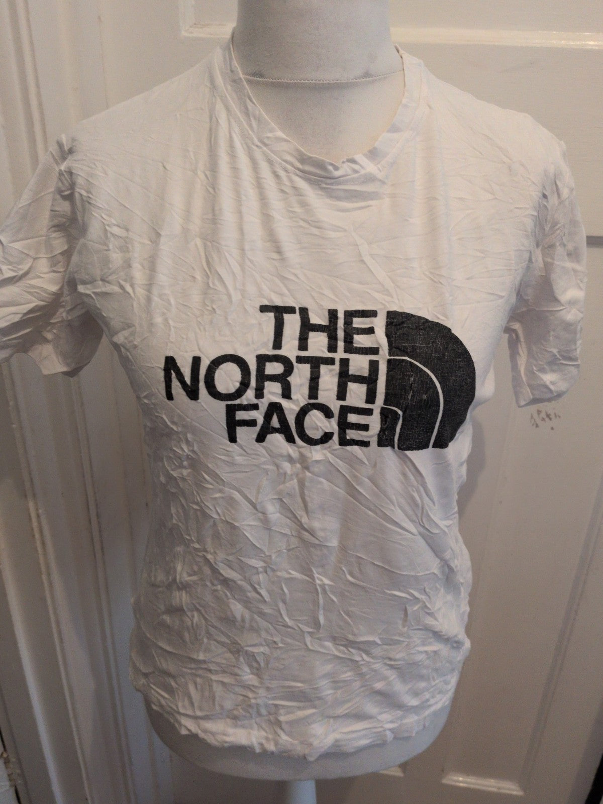 North Face White With Black Short Sleeve Large T-shirt Ladies