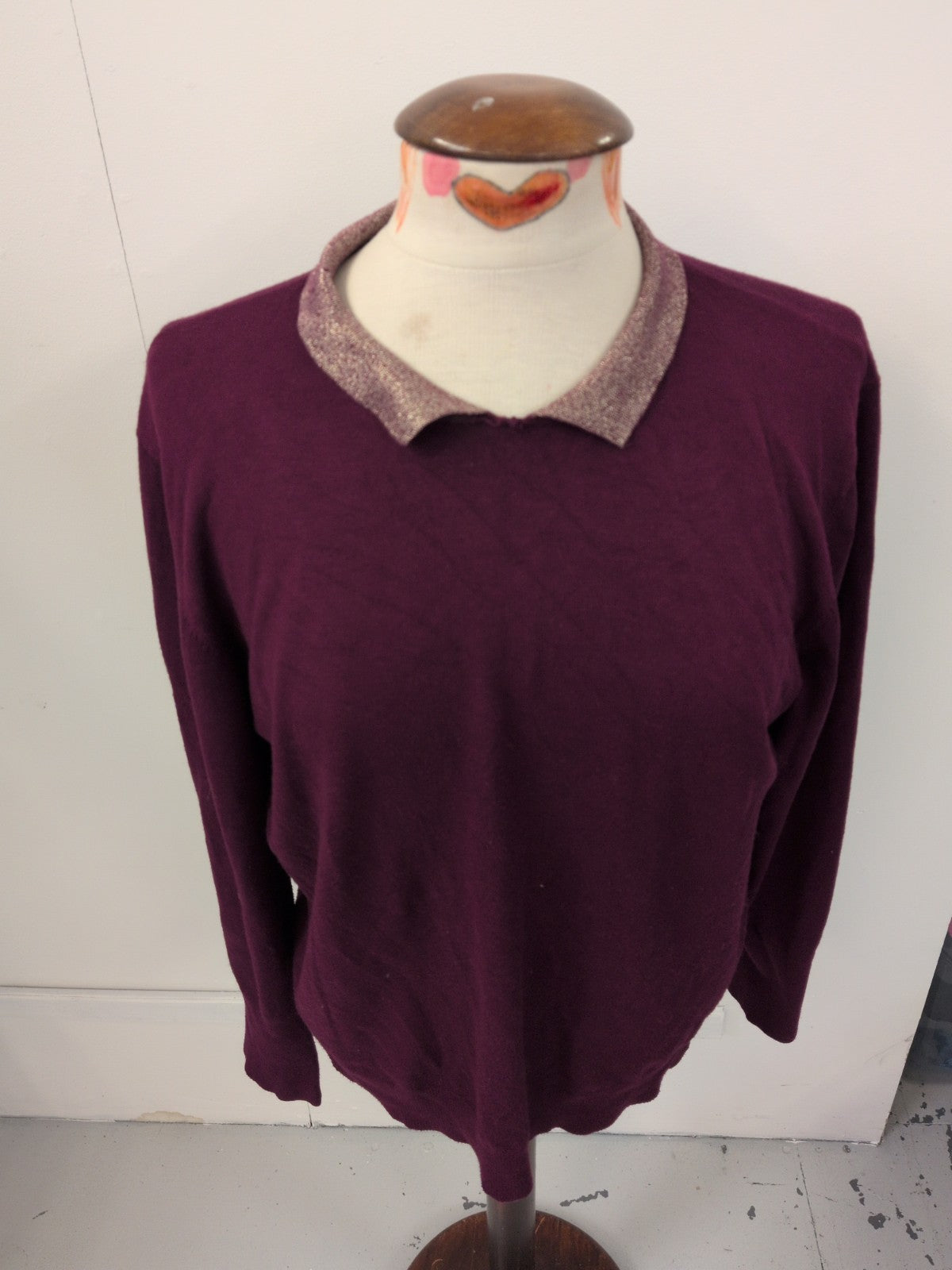 Oasis XL Purple Collared Long Sleeve Jumper