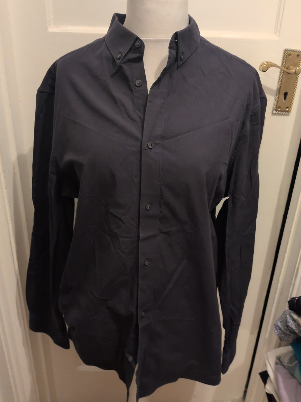 M&S XL 360⁰ Flex Slim Fit navy Long Sleeve Shirt